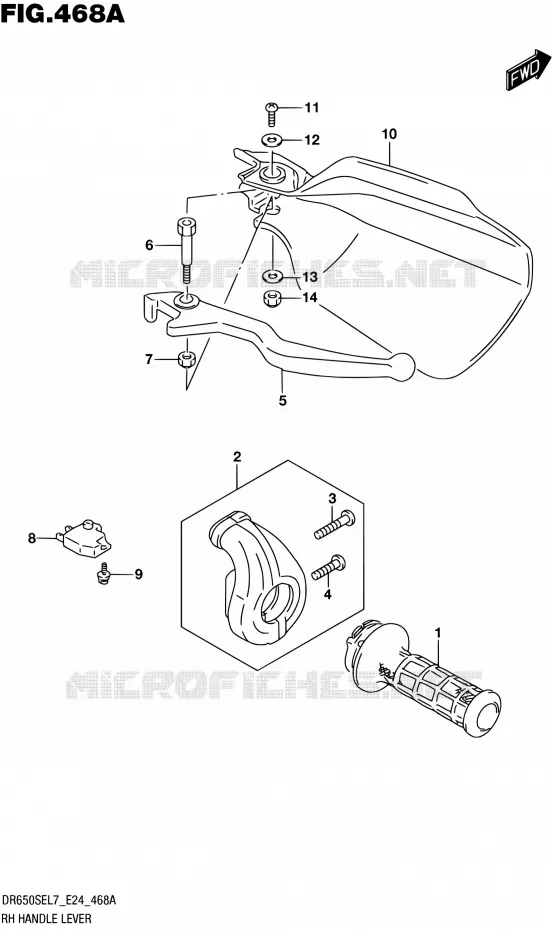 RIGHT HANDGRIPS - LEVERS  Suzuki MOTO 650 DR 2017  DR650SE L7 (E24)