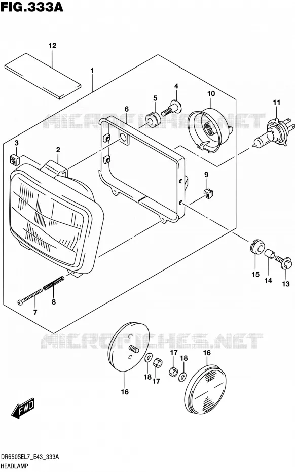 HEADLIGHT Suzuki MOTO 650 DR 2017  DR650SE L7 (E43)