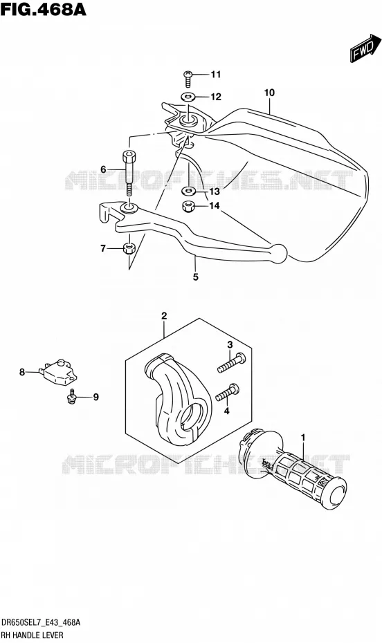RIGHT HANDGRIPS - LEVERS  Suzuki MOTO 650 DR 2017  DR650SE L7 (E43)