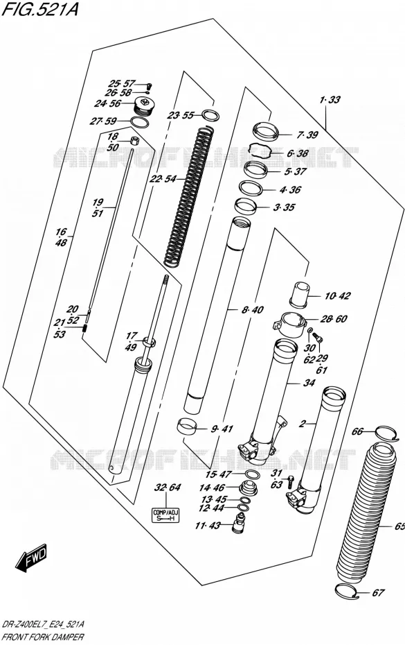 FRONT FORK Suzuki MOTO 400 DR-Z 2017  DR-Z400E L7 (E24)