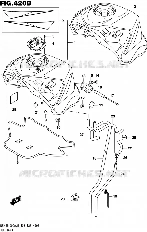 FUEL TANK (GSX-R1000AL5 E28) Suzuki MOTO 1000 GSX-R 2015  GSX-R1000A L5 (E03,E28,E33)