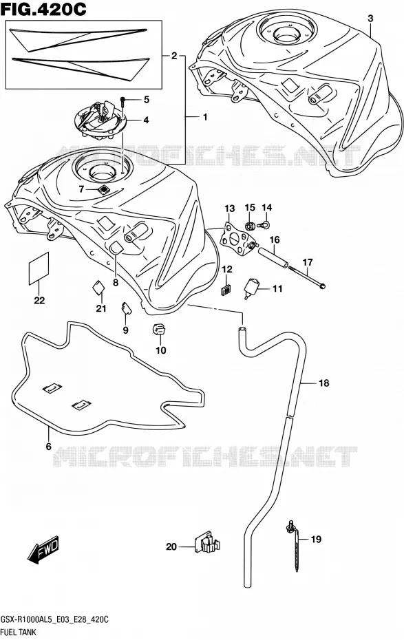 FUEL TANK (GSX-R1000AL5 E33) Suzuki MOTO 1000 GSX-R 2015  GSX-R1000A L5 (E03,E28,E33)