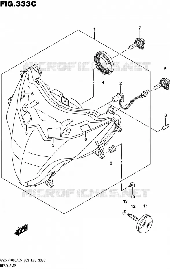 HEADLIGHT (GSX-R1000AL5 E33) Suzuki MOTO 1000 GSX-R 2015  GSX-R1000A L5 (E03,E28,E33)