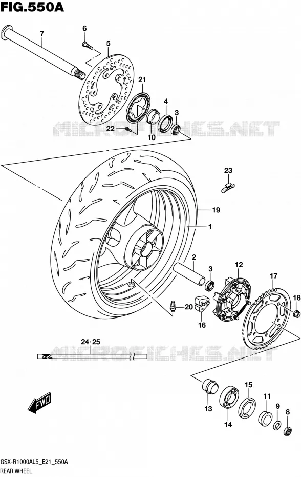 REAR WHEEL Suzuki MOTO 1000 GSX-R 2015  GSX-R1000AUF L5 (E21)