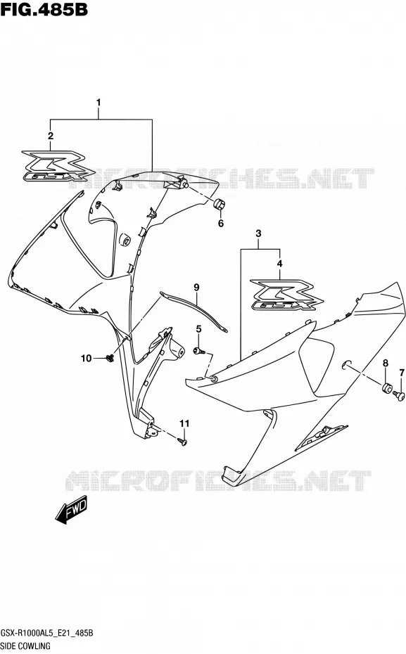 SIDE FAIRING (ARB,AR4) Suzuki MOTO 1000 GSX-R 2015  GSX-R1000AUF L5 (E21)