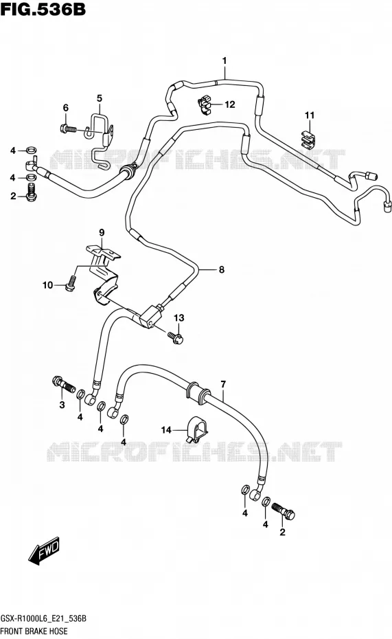 FRONT BRAKE HOSE (GSX-R1000AL6 E21) Suzuki MOTO 1000 GSX-R 2016  GSX-R1000AUF L6 (E21)