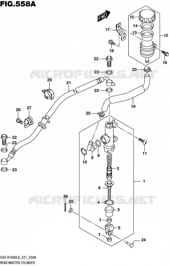 REAR MASTER CYLINDER (GSX-R1000L6 E21) Suzuki MOTO 1000 GSX-R 2016  GSX-R1000AUF L6 (E21)
