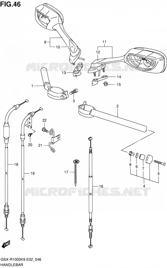 HANDLEBAR Suzuki MOTO 1000 GSX-R 2010  GSX-R1000 L0/GSX-R1000Z L0 (E02,E14,E19,E24,E51,P37)