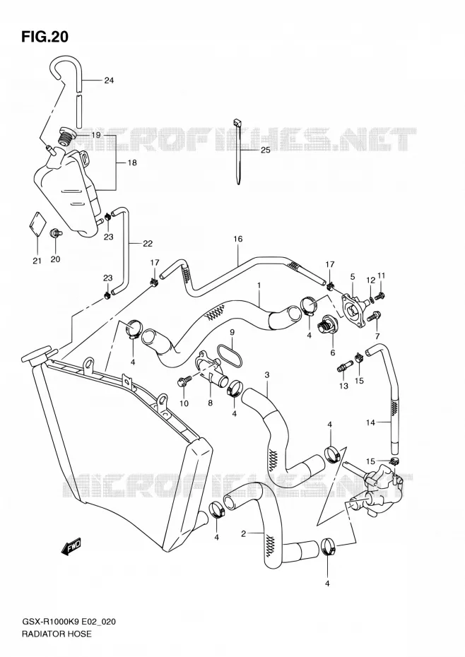 RADIATOR HOSE Suzuki MOTO 1000 GSX-R 2010  GSX-R1000 L0/GSX-R1000Z L0 (E02,E14,E19,E24,E51,P37)