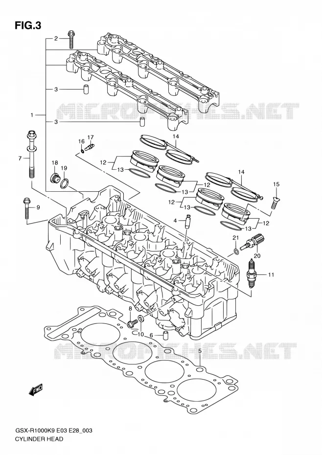 CYLINDER HEAD Suzuki MOTO 1000 GSX-R 2010  GSX-R1000 L0/GSX-R1000Z L0 (E03,E28,E33)