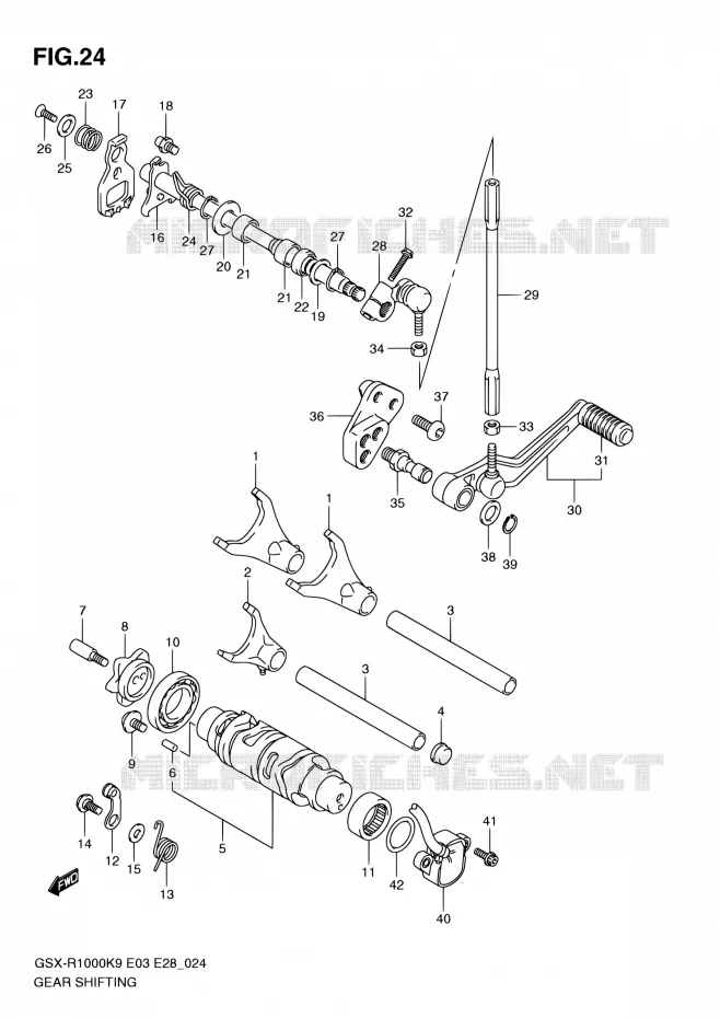 GEAR SHIFTING ASSY Suzuki MOTO 1000 GSX-R 2010  GSX-R1000 L0/GSX-R1000Z L0 (E03,E28,E33)