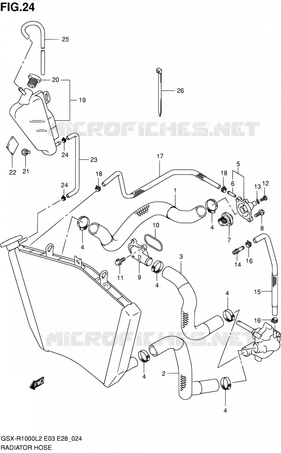 RADIATOR HOSE Suzuki MOTO 1000 GSX-R 2012  GSX-R1000 L2 (E03,E28,E33)