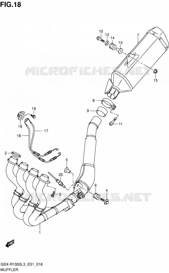 MUFFLER (GSX-R1000ZL3 E51) Suzuki MOTO 1000 GSX-R 2013  GSX-R1000 L3/GSX-R1000Z L3 (E51)