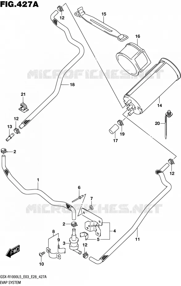 FUEL EVAP SYSTEM (GSX-R1000L5 E33) Suzuki MOTO 1000 GSX-R 2015  GSX-R1000 L5 (E03,E28,E33)