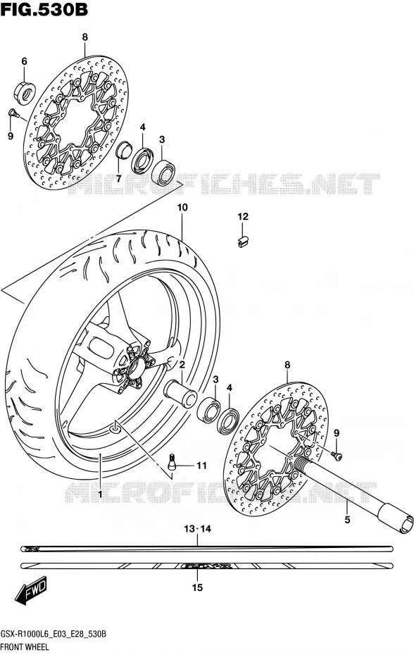 FRONT WHEEL (GSX-R1000L6 E28) Suzuki MOTO 1000 GSX-R 2016  GSX-R1000 L6 (E03,E28,E33)