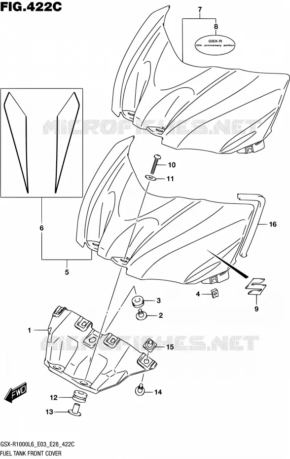 FUEL TANK FRONT COVER (GSX-R1000L6 E33) Suzuki MOTO 1000 GSX-R 2016  GSX-R1000 L6 (E03,E28,E33)