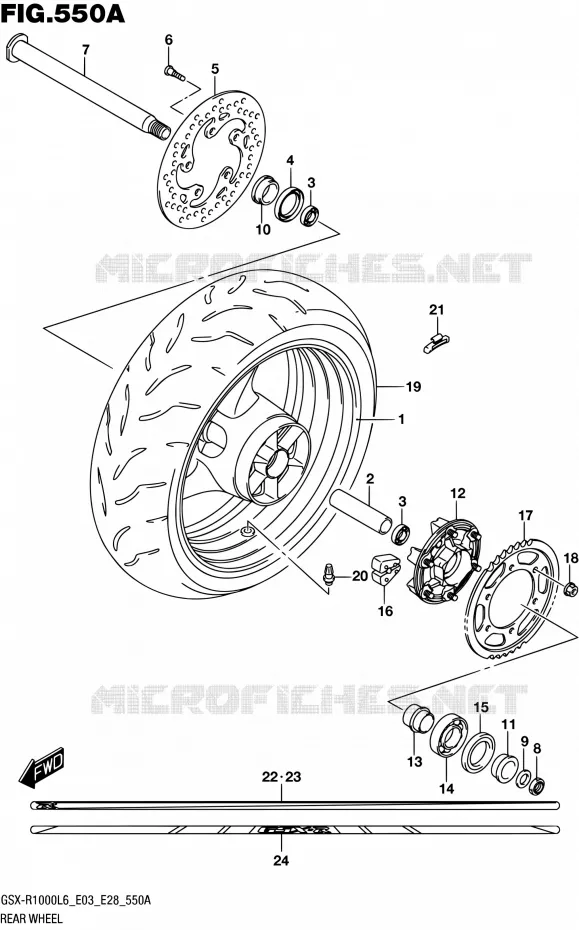 REAR WHEEL (GSX-R1000L6 E03) Suzuki MOTO 1000 GSX-R 2016  GSX-R1000 L6 (E03,E28,E33)