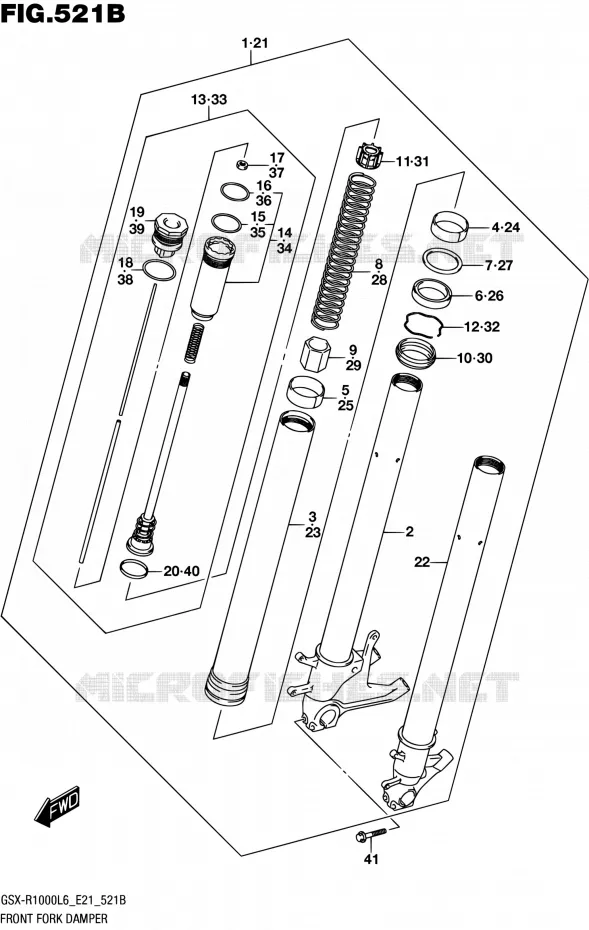 FRONT FORK (GSX-R1000AL6 E21) Suzuki MOTO 1000 GSX-R 2016  GSX-R1000UF L6 (E21)
