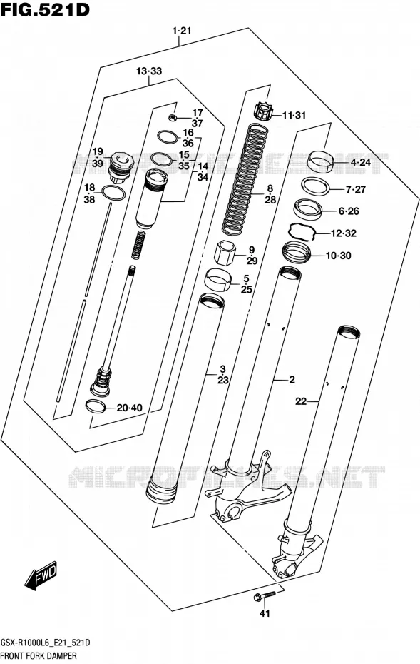 FRONT FORK (GSX-R1000AUFL6 E21) Suzuki MOTO 1000 GSX-R 2016  GSX-R1000UF L6 (E21)