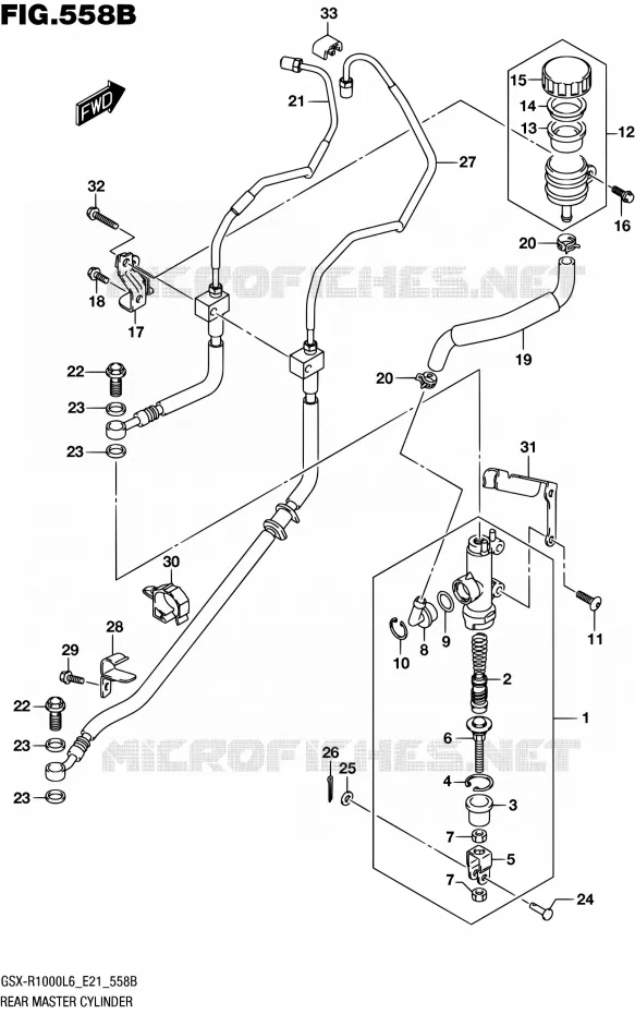 REAR MASTER CYLINDER (GSX-R1000AL6 E21) Suzuki MOTO 1000 GSX-R 2016  GSX-R1000UF L6 (E21)