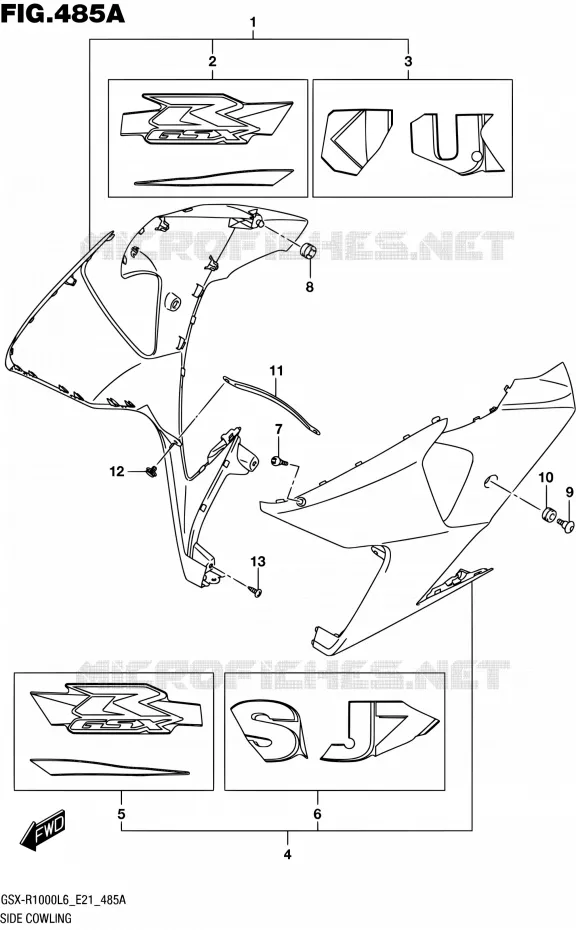 SIDE FAIRING (YSF) Suzuki MOTO 1000 GSX-R 2016  GSX-R1000UF L6 (E21)