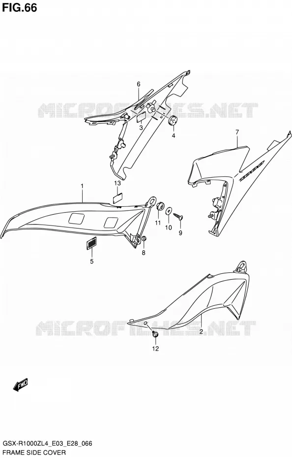 FRAME SIDE COVER Suzuki MOTO 1000 GSX-R 2014  GSX-R1000Z L4 (E03,E28,E33)