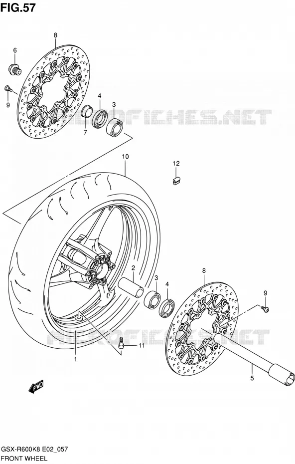 FRONT WHEEL Suzuki MOTO 600 GSX-R 2010  GSX-R600 L0 (E02,E19,E24)