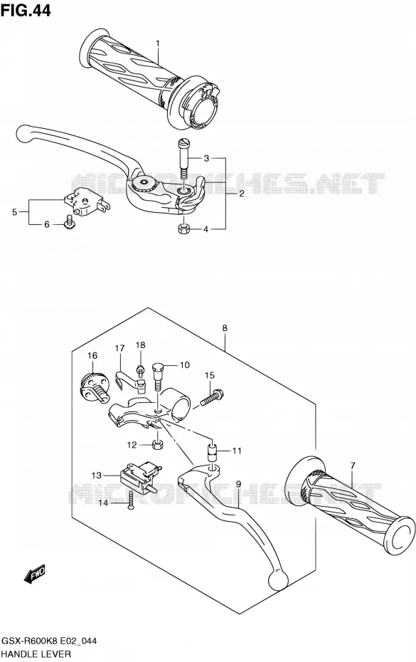 HANDGRIPS - LEVERS  Suzuki MOTO 600 GSX-R 2010  GSX-R600 L0 (E02,E19,E24)