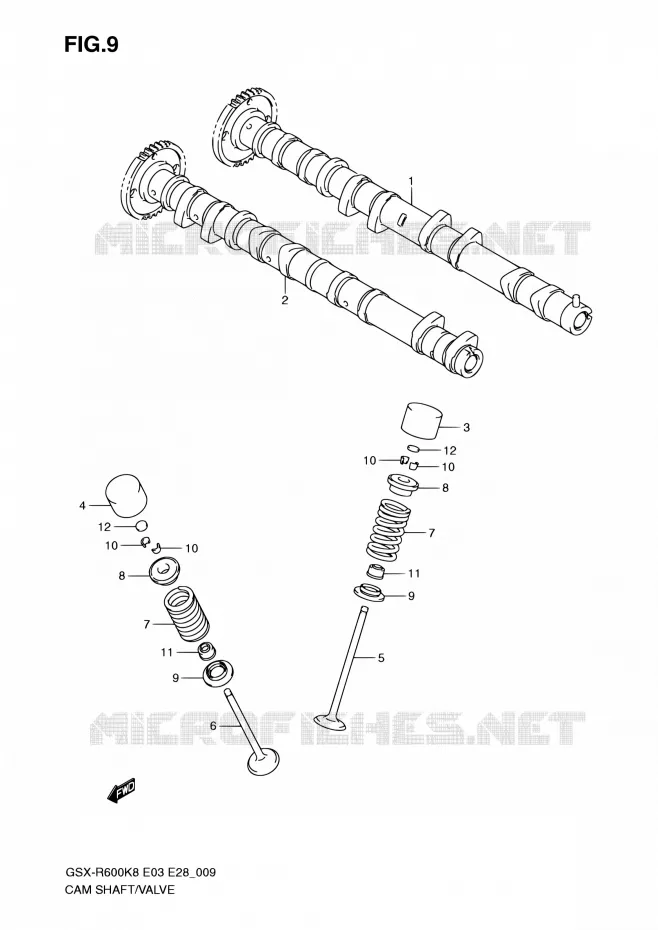 CAMSHAFT - VALVES Suzuki MOTO 600 GSX-R 2010  GSX-R600 L0 (E03,E28,E33)