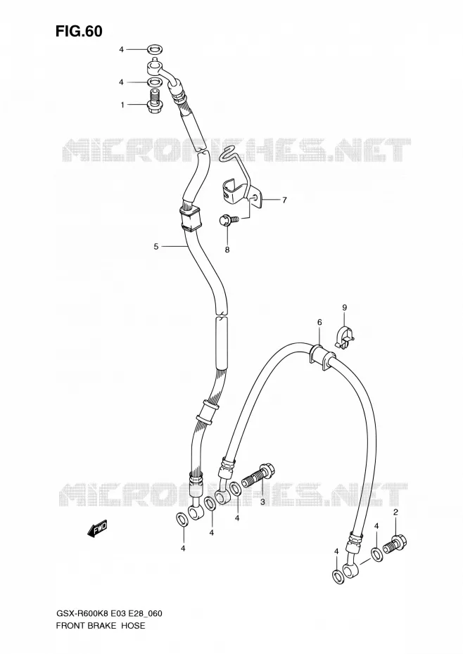 FRONT BRAKE HOSE Suzuki MOTO 600 GSX-R 2010  GSX-R600 L0 (E03,E28,E33)