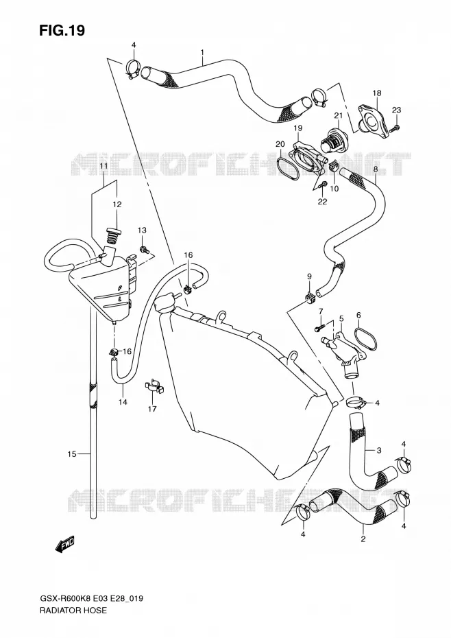 RADIATOR HOSE Suzuki MOTO 600 GSX-R 2010  GSX-R600 L0 (E03,E28,E33)