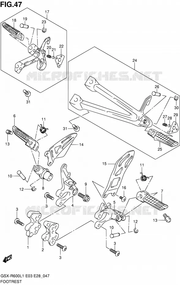 FOOTREST Suzuki MOTO 600 GSX-R 2011  GSX-R600 L1 (E03,E28,E33)