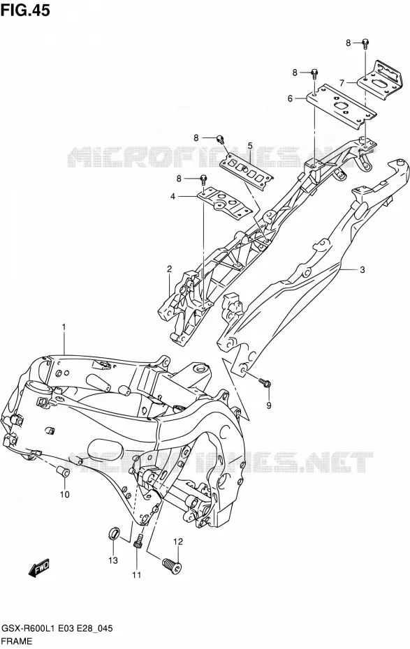 FRAME Suzuki MOTO 600 GSX-R 2011  GSX-R600 L1 (E03,E28,E33)