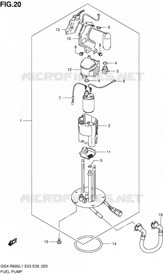 FUEL PUMP Suzuki MOTO 600 GSX-R 2011  GSX-R600 L1 (E03,E28,E33)
