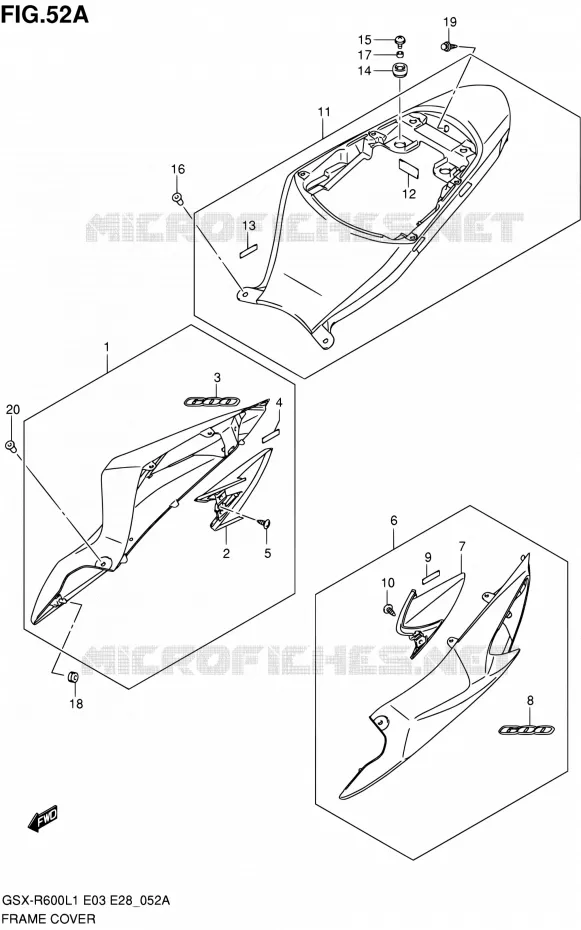 REAR FAIRING (JDT,YVB) Suzuki MOTO 600 GSX-R 2011  GSX-R600 L1 (E03,E28,E33)