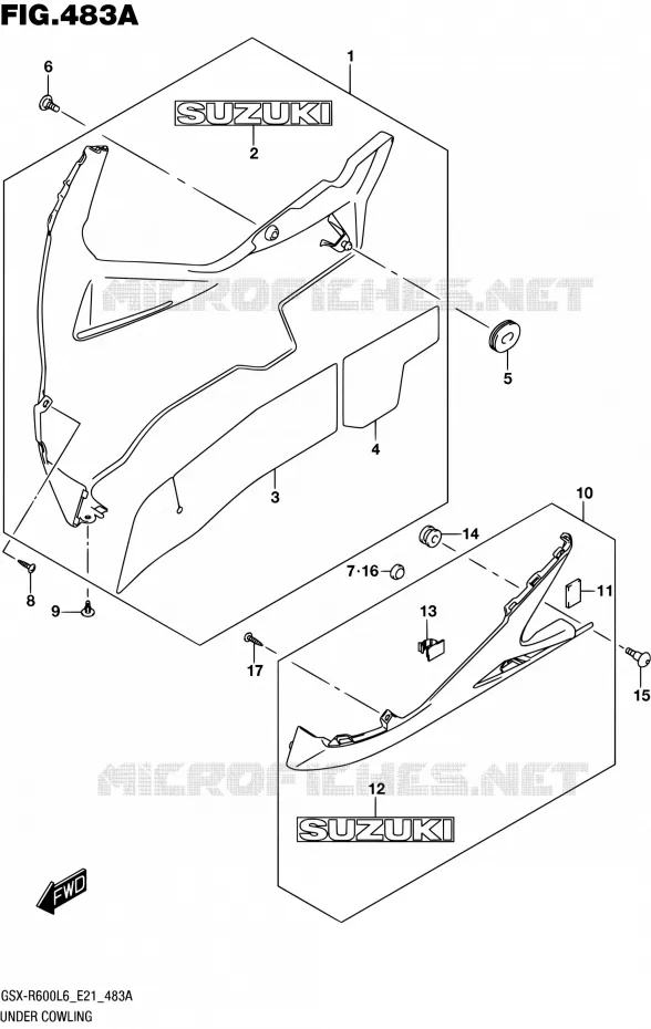 LOWER FAIRING Suzuki MOTO 600 GSX-R 2016  GSX-R600 L6 (E21)