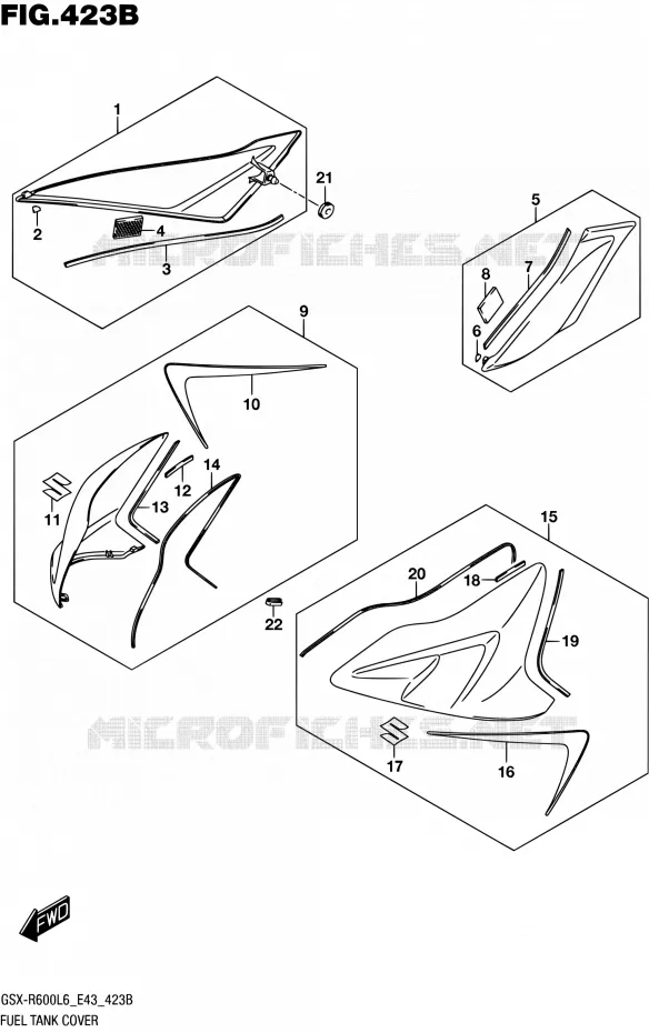 FUEL TANK - COVERS (ARB) Suzuki MOTO 600 GSX-R 2016  GSX-R600 L6 (E43)