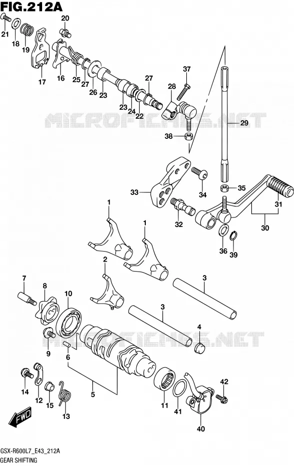 GEAR SHIFTING ASSY Suzuki MOTO 600 GSX-R 2017  GSX-R600 L7 (E43)