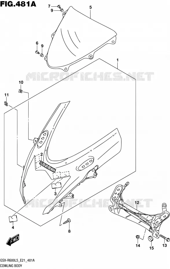 FAIRING - LABELS Suzuki MOTO 600 GSX-R 2015  GSX-R600UF L5 (E21)