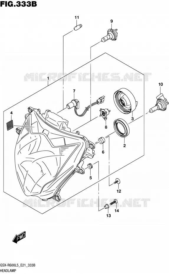 HEADLIGHT (GSX-R600UFL5 E21) Suzuki MOTO 600 GSX-R 2015  GSX-R600UF L5 (E21)