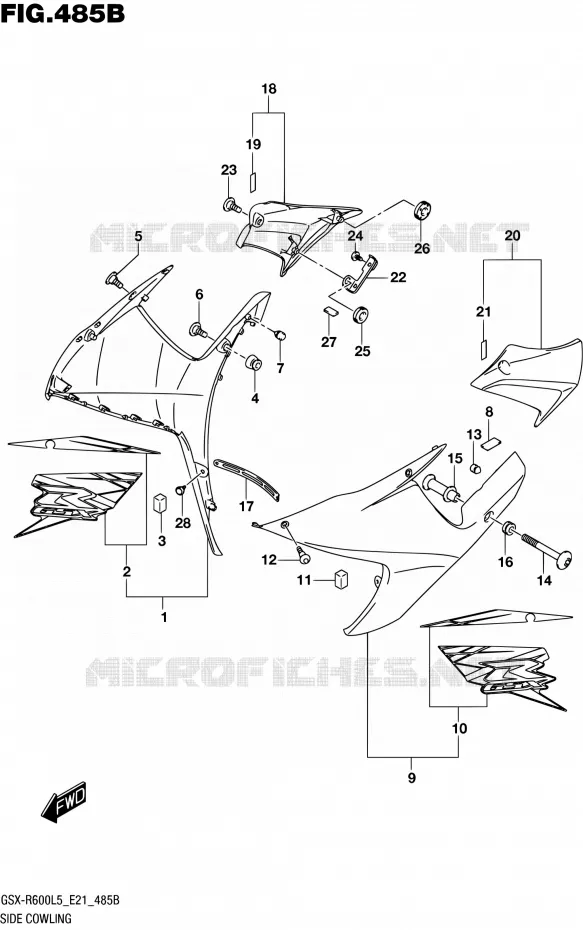 SIDE FAIRING (ARD) Suzuki MOTO 600 GSX-R 2015  GSX-R600UF L5 (E21)
