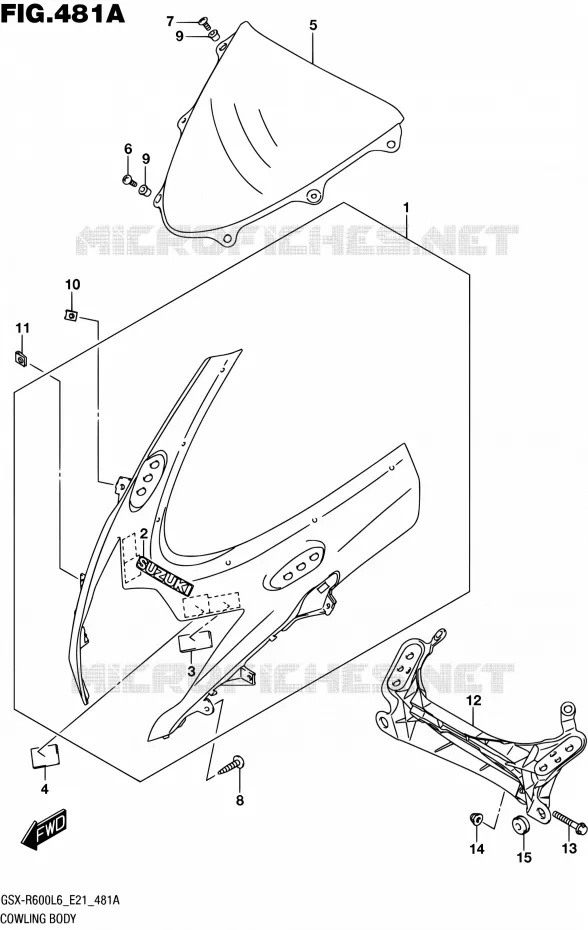 FAIRING - LABELS Suzuki MOTO 600 GSX-R 2016  GSX-R600UF L6 (E21)