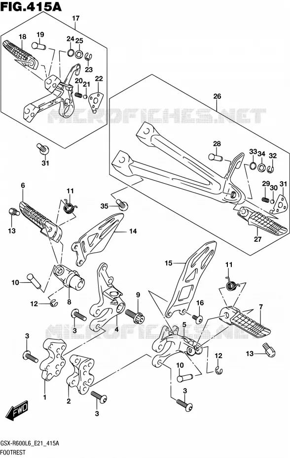 FOOTREST Suzuki MOTO 600 GSX-R 2016  GSX-R600UF L6 (E21)