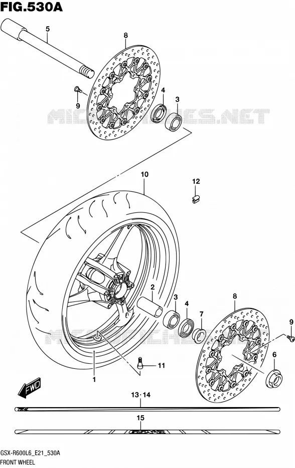 FRONT WHEEL Suzuki MOTO 600 GSX-R 2016  GSX-R600UF L6 (E21)
