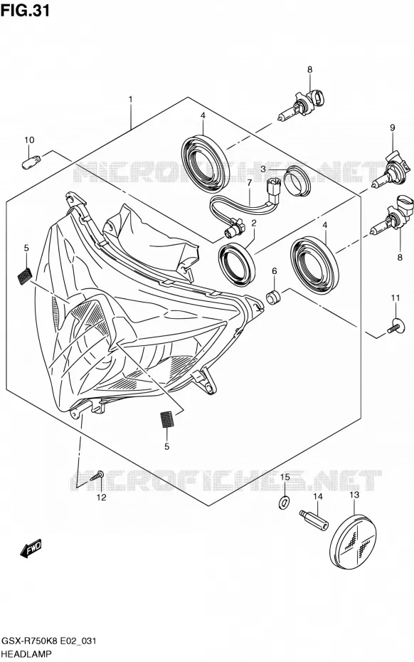 HEADLIGHT Suzuki MOTO 750 GSX-R 2010  GSX-R750 L0 (E02,E19)