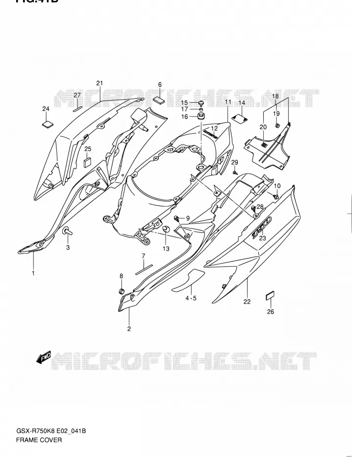 REAR FAIRING (MODEL L0) Suzuki MOTO 750 GSX-R 2010  GSX-R750 L0 (E02,E19)