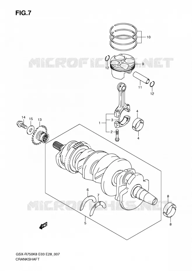 CRANKSHAFT Suzuki MOTO 750 GSX-R 2010  GSX-R750 L0 (E03,E28,E33)