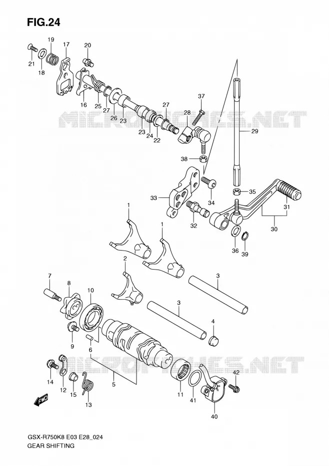 GEAR SHIFTING ASSY Suzuki MOTO 750 GSX-R 2010  GSX-R750 L0 (E03,E28,E33)