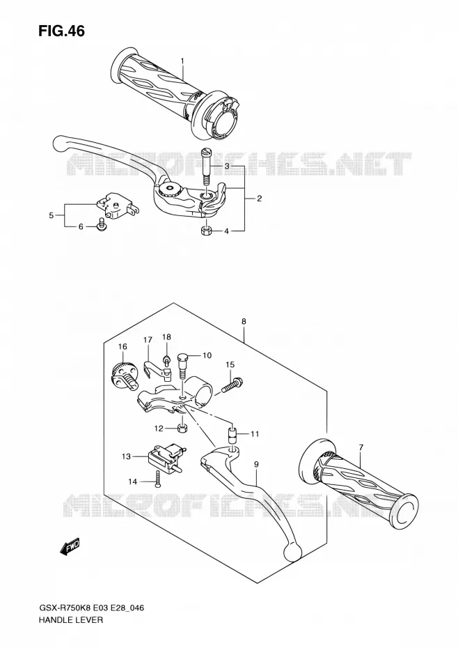 HANDGRIPS - LEVERS  Suzuki MOTO 750 GSX-R 2010  GSX-R750 L0 (E03,E28,E33)