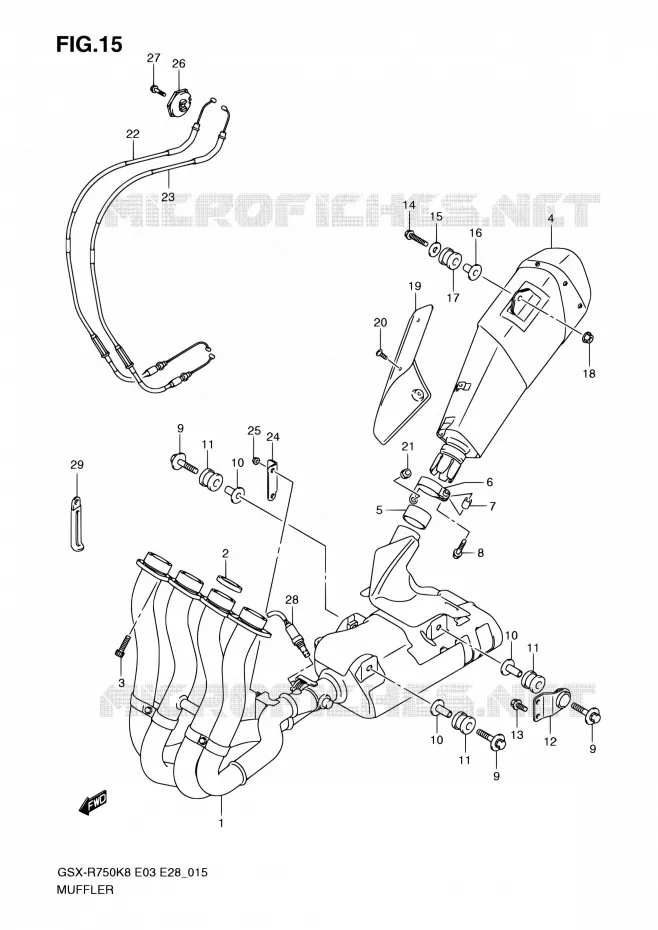 MUFFLER Suzuki MOTO 750 GSX-R 2010  GSX-R750 L0 (E03,E28,E33)